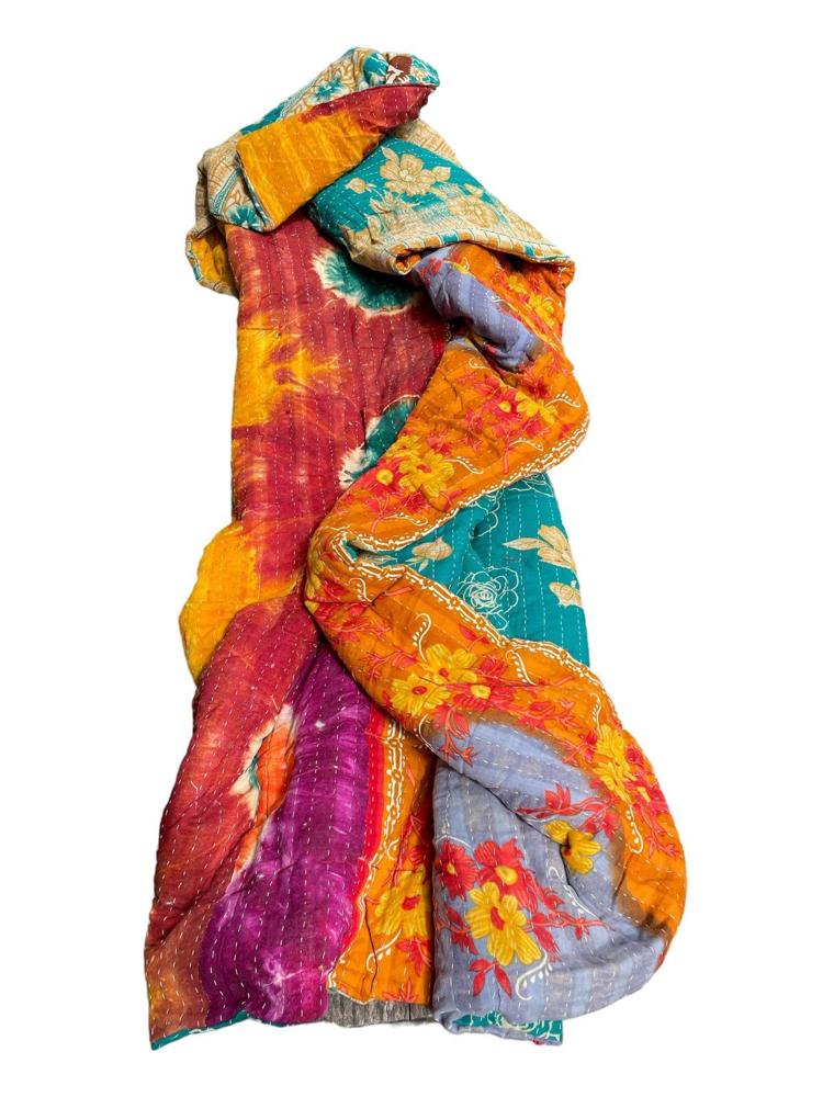 sari katoen quilt vintage kantha 140x200 - Heavenlywell