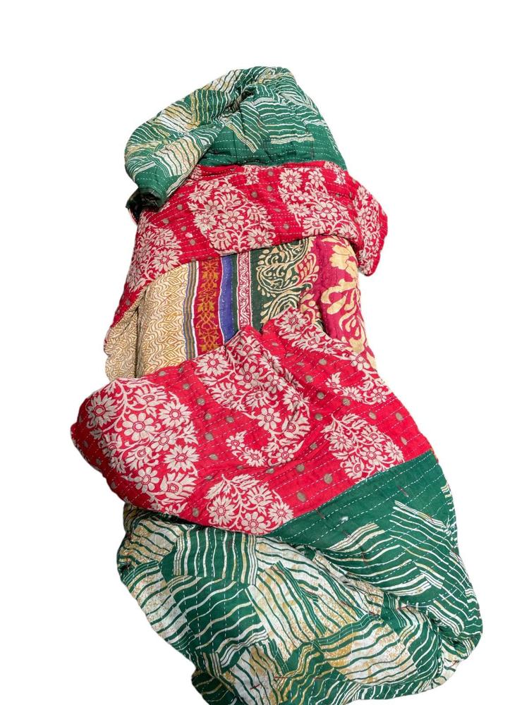 sari katoen quilt vintage kantha 140x200 - Heavenlywell