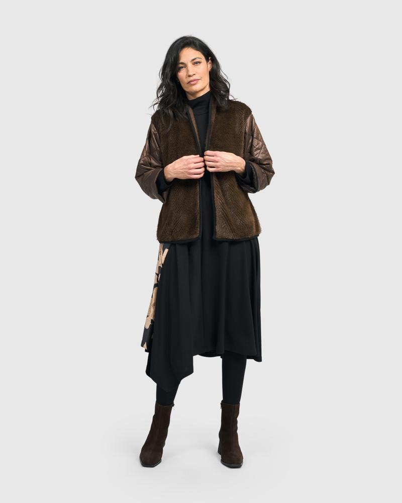 elegante asymmetrische jurk met beige accenten - ad514 - Alembika