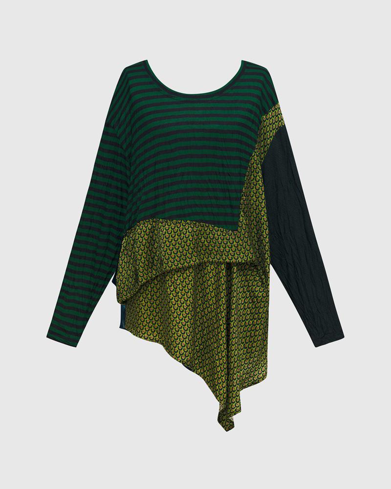 asymmetrische shirt met grafische print at607 - Alembika