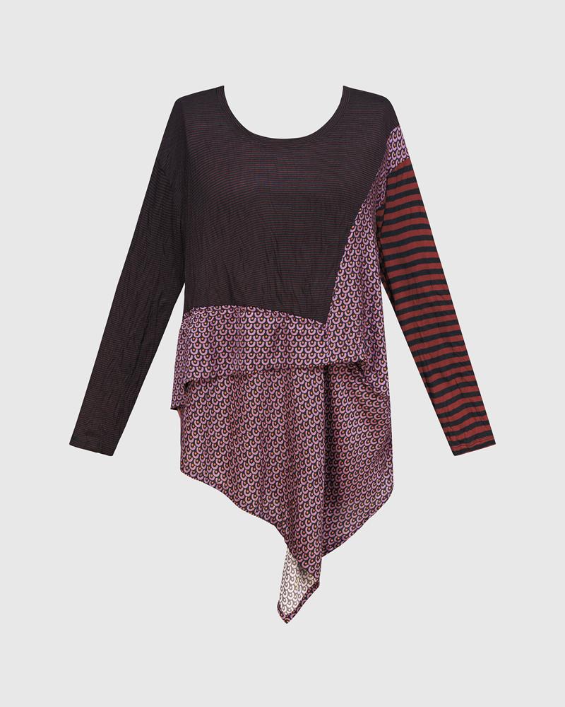 asymmetrische shirt met grafische print at607 - Alembika