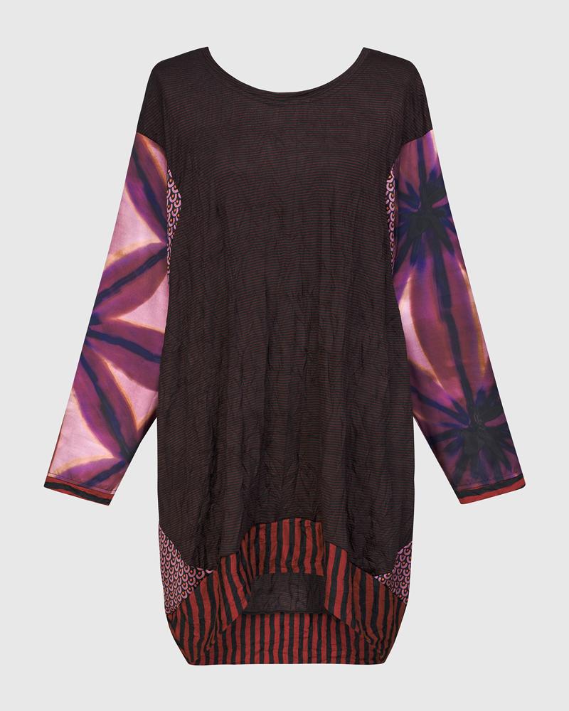 elegante tuniek met contrasterende mouwen en zoom at608 - Alembika