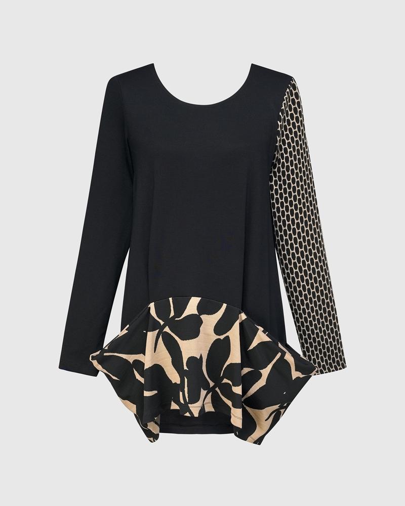 shirt met contrasterende print details at618 - Alembika