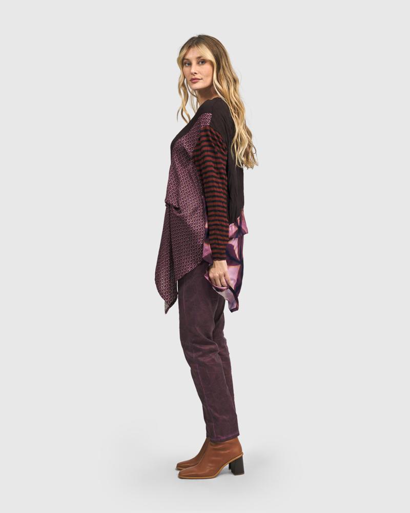 asymmetrische shirt met grafische print at607 - Alembika