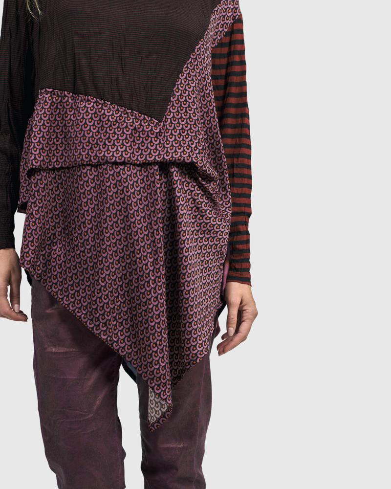 asymmetrische shirt met grafische print at607 - Alembika