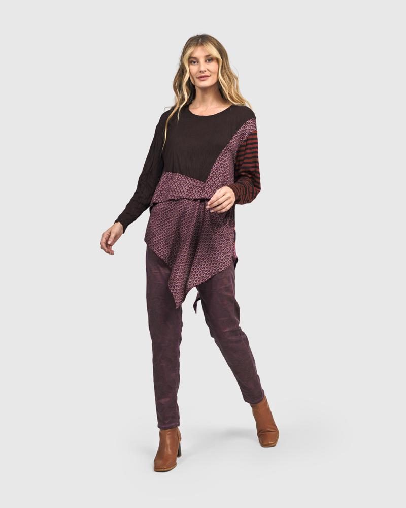 asymmetrische shirt met grafische print at607 - Alembika