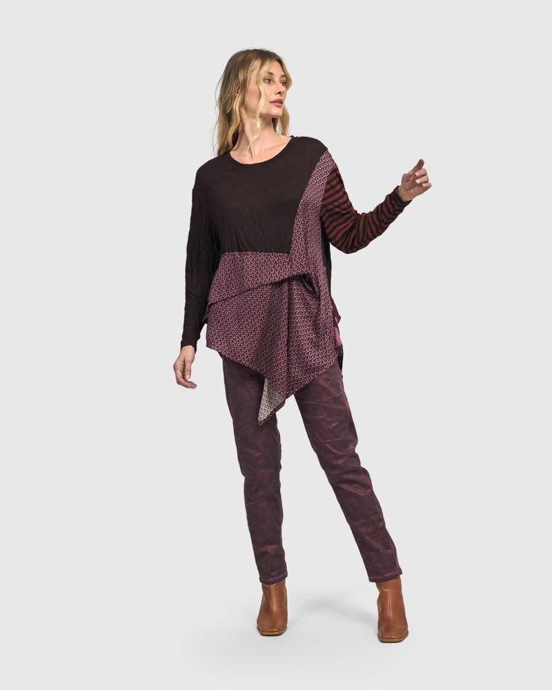 asymmetrische shirt met grafische print at607 - Alembika