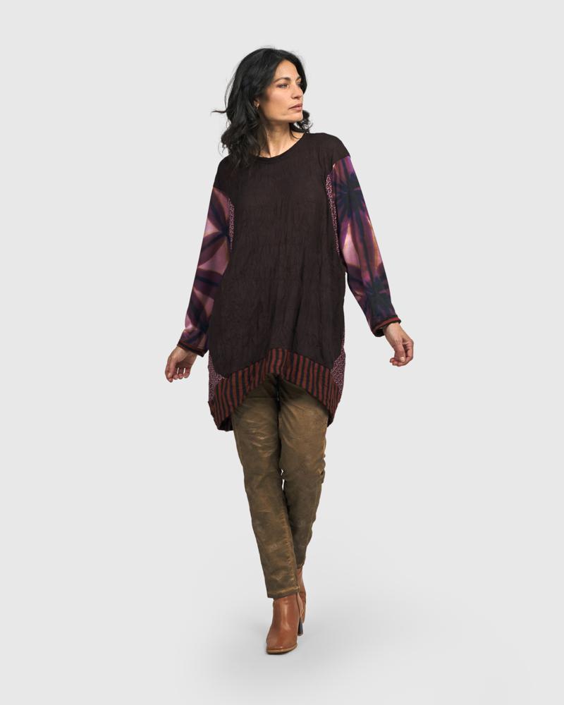 elegante tuniek met contrasterende mouwen en zoom at608 - Alembika