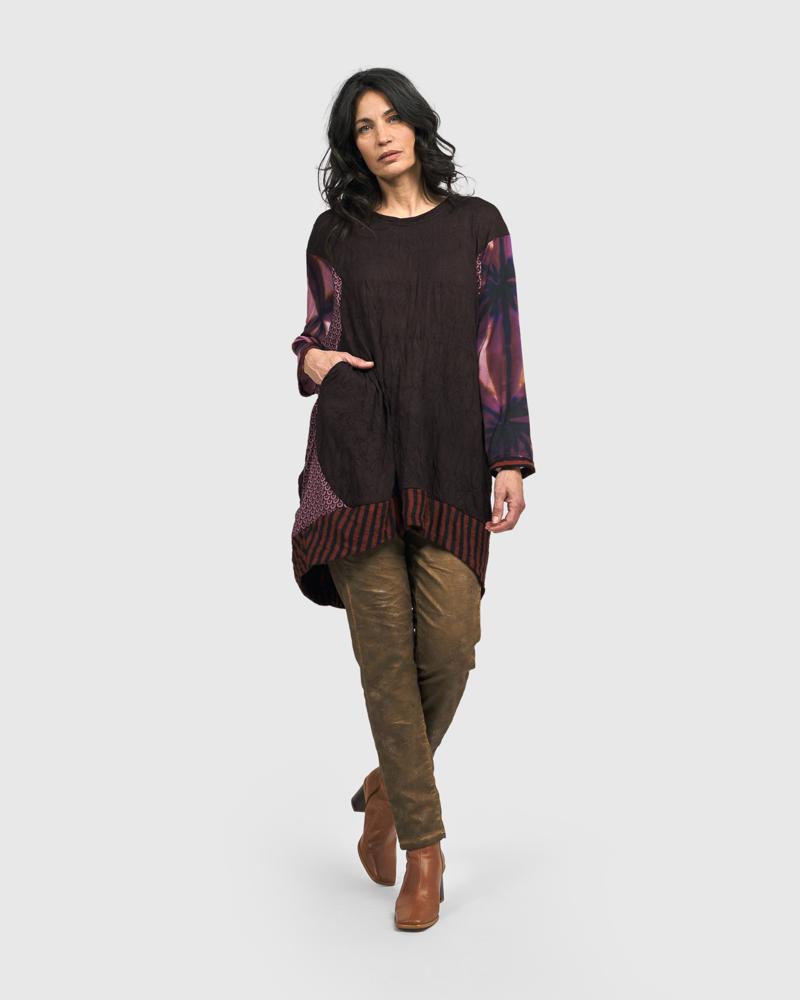 elegante tuniek met contrasterende mouwen en zoom at608 - Alembika