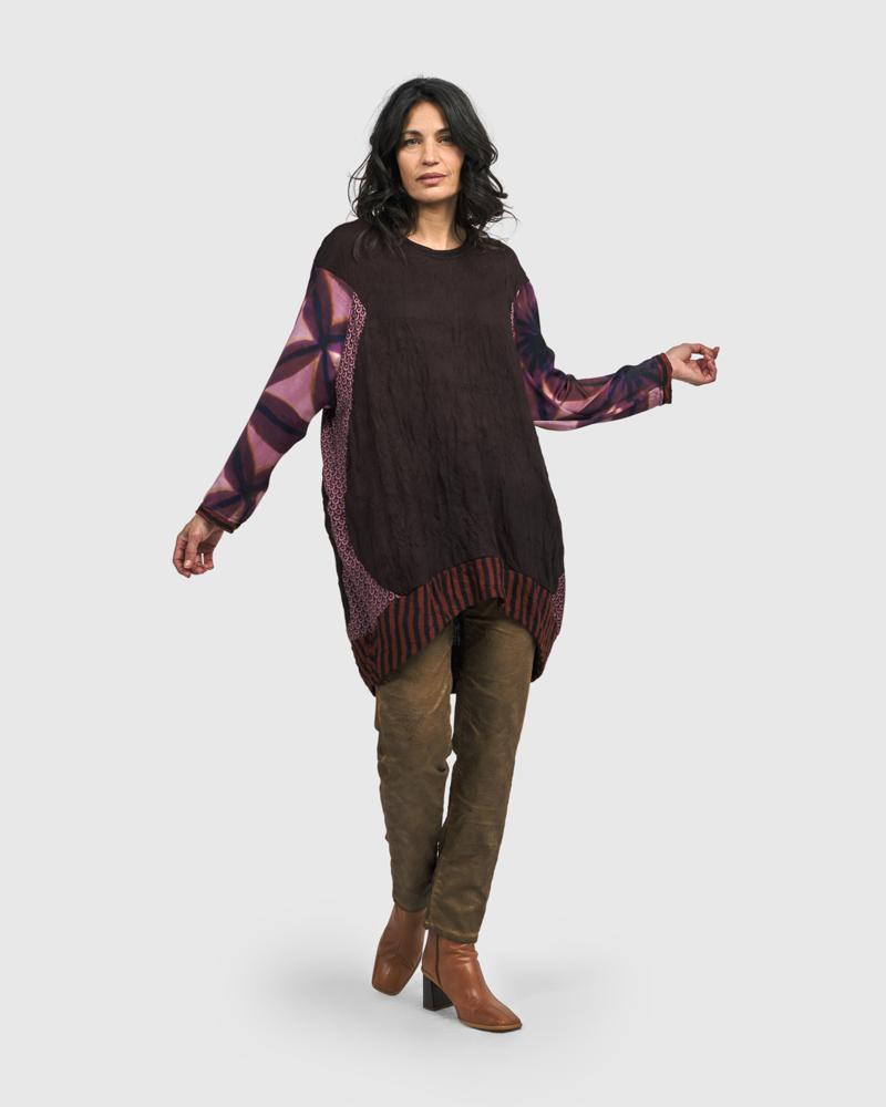 elegante tuniek met contrasterende mouwen en zoom at608 - Alembika