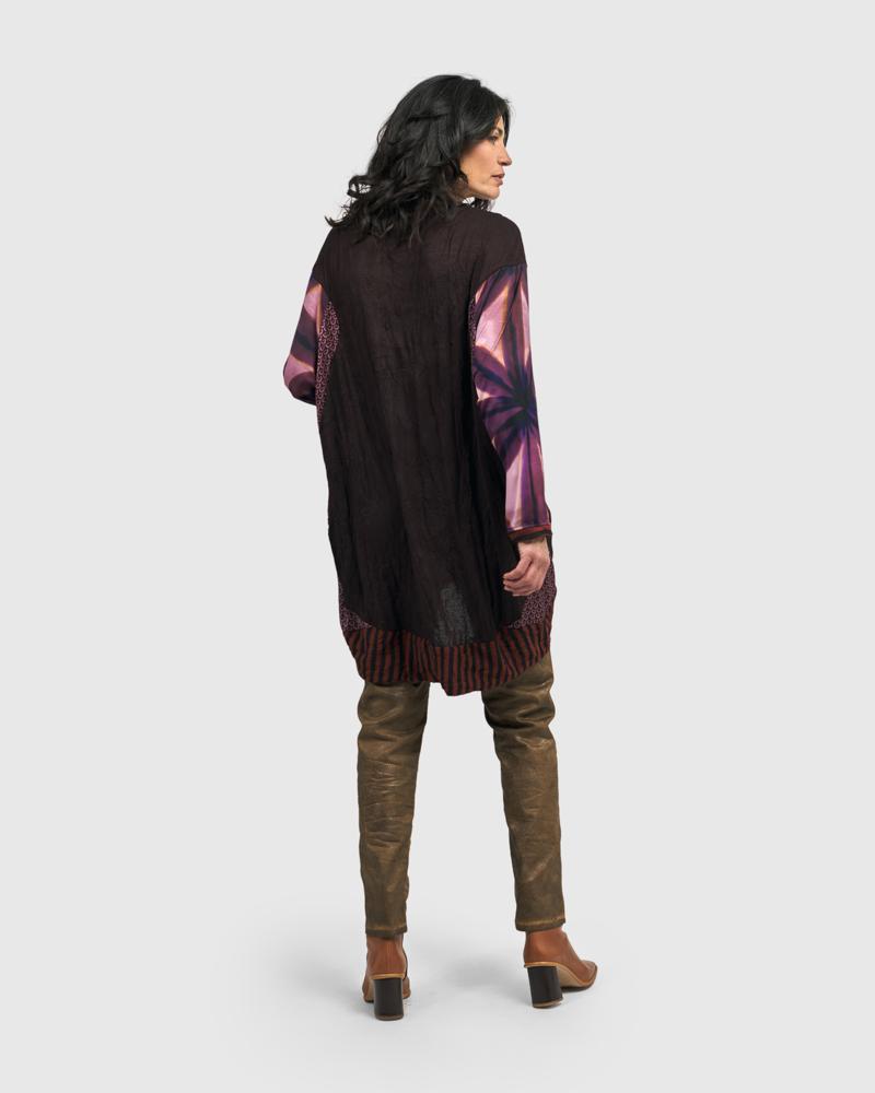 elegante tuniek met contrasterende mouwen en zoom at608 - Alembika