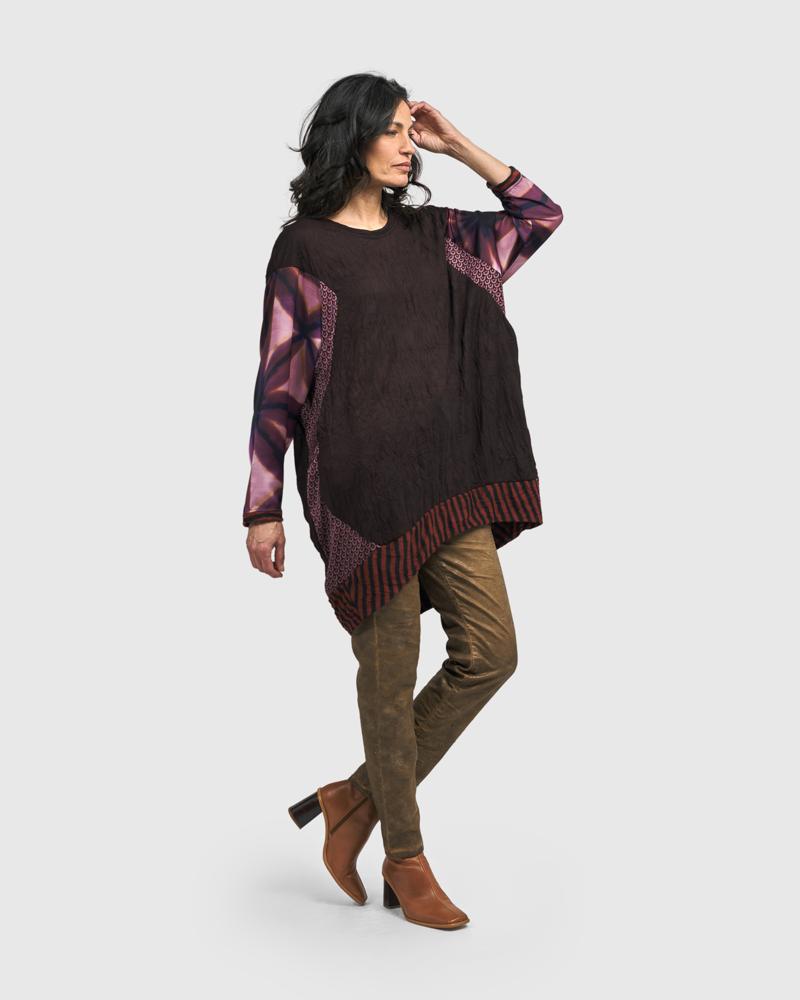 elegante tuniek met contrasterende mouwen en zoom at608 - Alembika