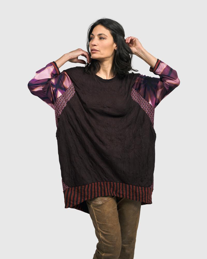 elegante tuniek met contrasterende mouwen en zoom at608 - Alembika