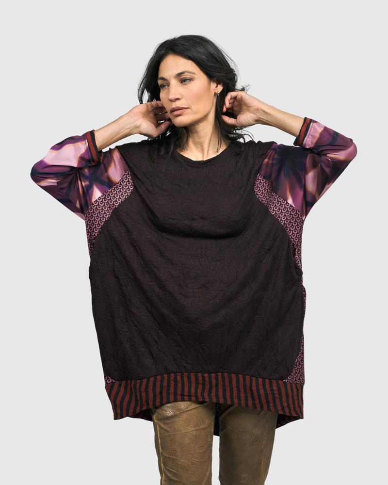 elegante tuniek met contrasterende mouwen en zoom at608 - Alembika