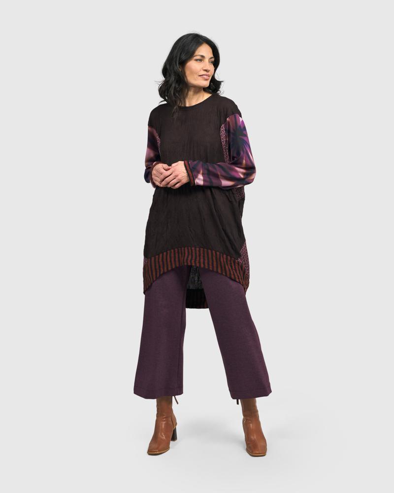 elegante tuniek met contrasterende mouwen en zoom at608 - Alembika