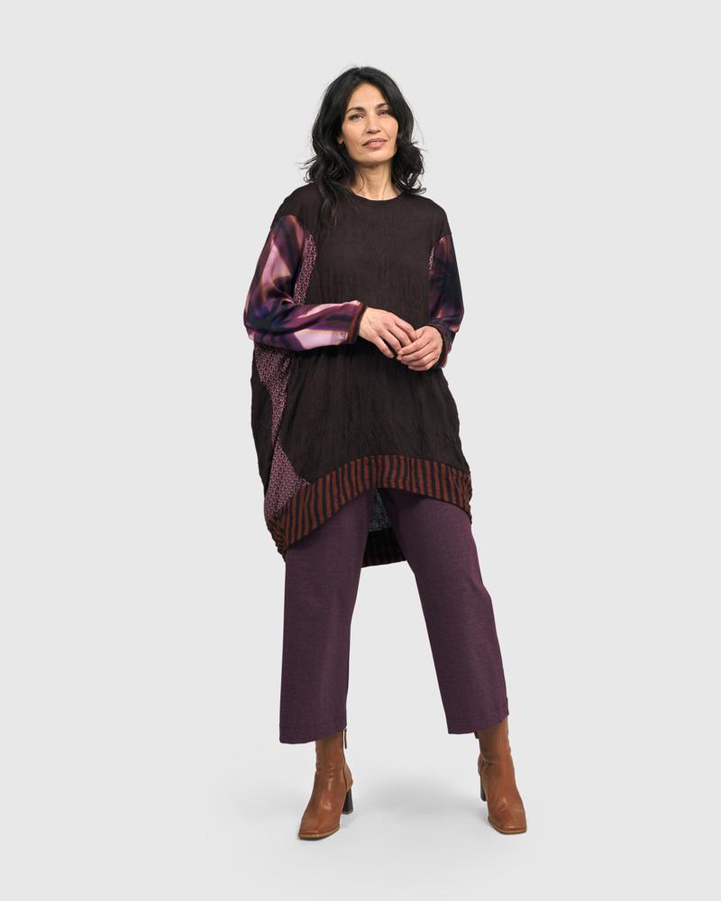 elegante tuniek met contrasterende mouwen en zoom at608 - Alembika