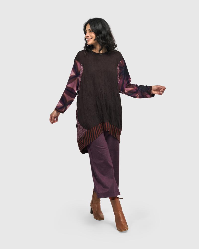 elegante tuniek met contrasterende mouwen en zoom at608 - Alembika
