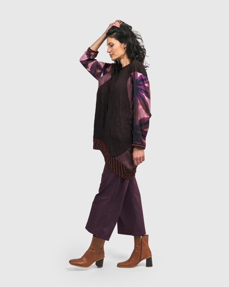 elegante tuniek met contrasterende mouwen en zoom at608 - Alembika