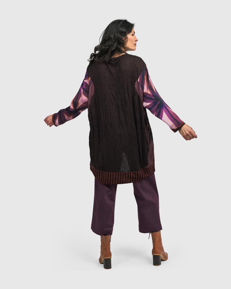 elegante tuniek met contrasterende mouwen en zoom at608 - Alembika