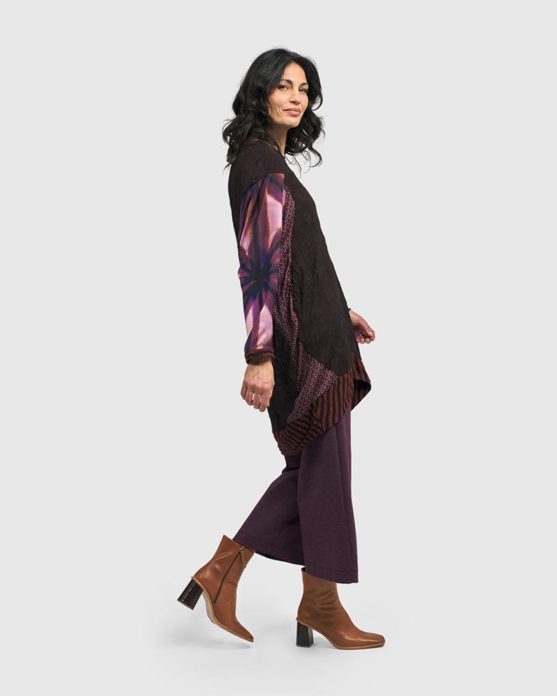 elegante tuniek met contrasterende mouwen en zoom at608 - Alembika