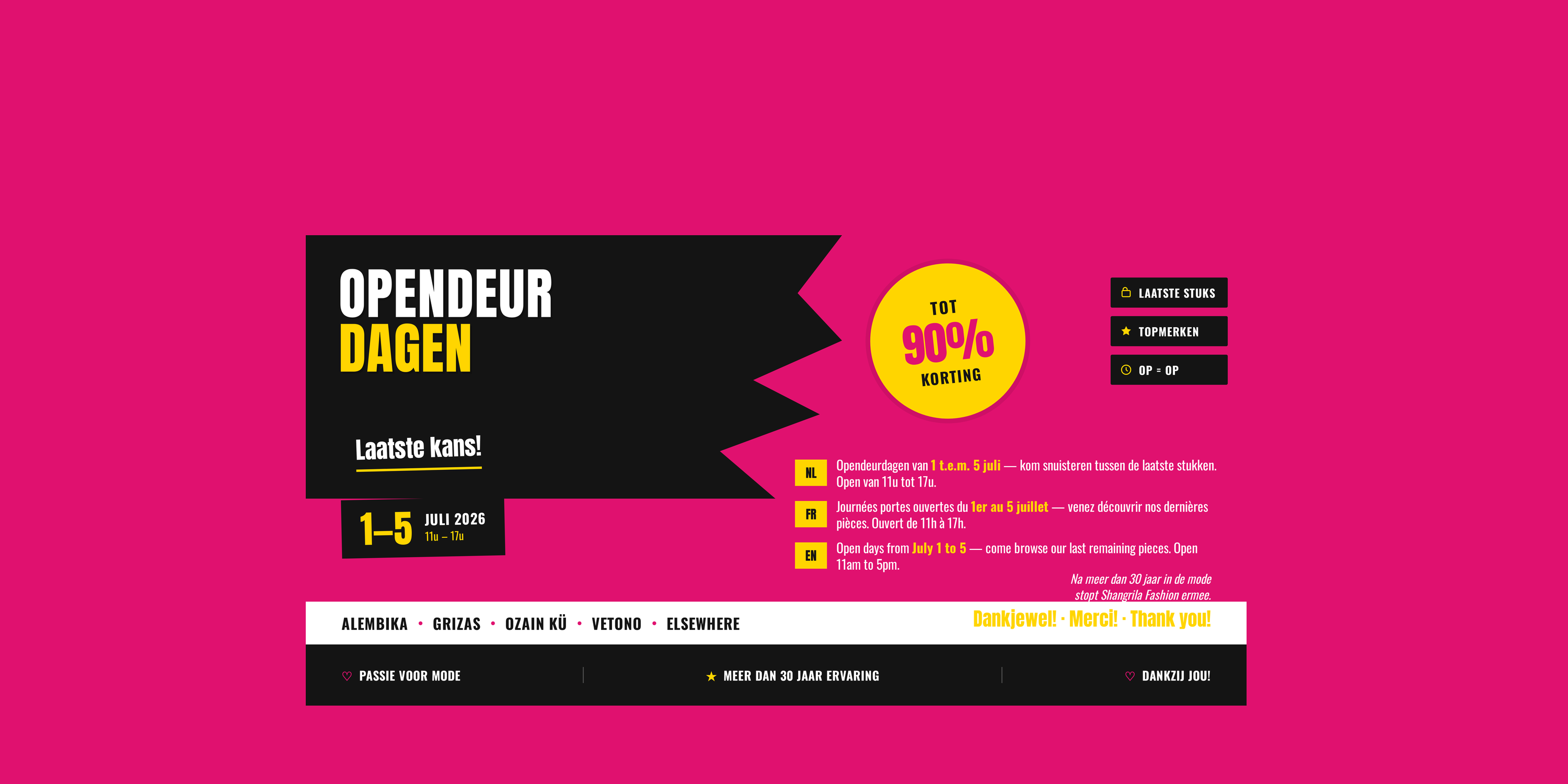 Opendeur 1 t.e.m 5 juli 2026