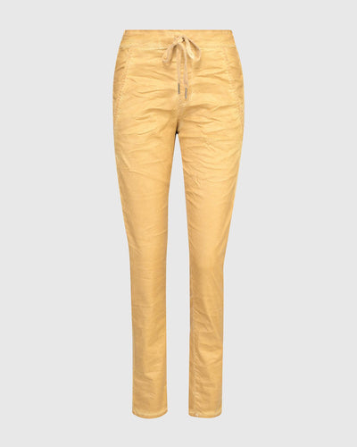 comfortabele geel gemêleerde broek met trekkoord - Alembika