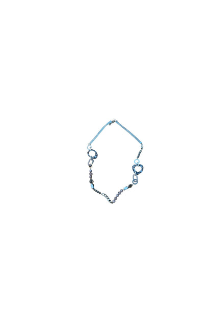 elegante blauwgetinte halsketting met sierlijke schakels - hk108 - Mona