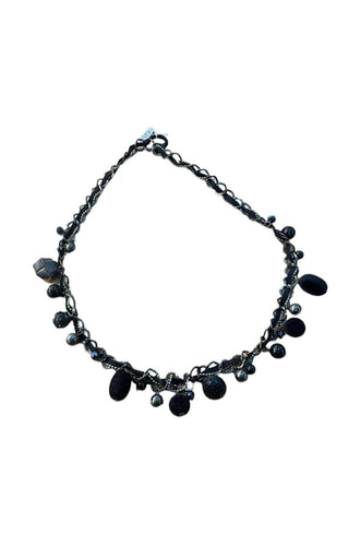 elegante zwarte bedel halsketting met unieke kralen - hk117 - Mona