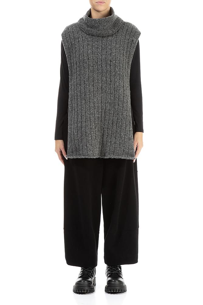 gebreide mouwloos vest met aparte col 6929-r3 - Grizas