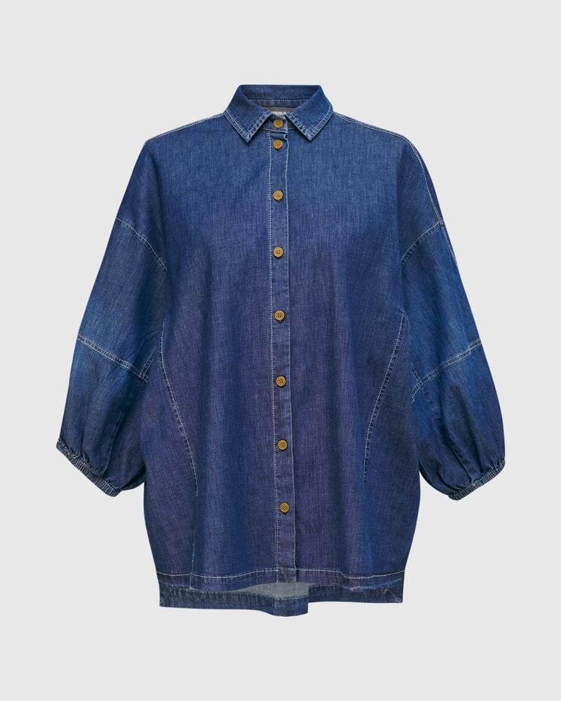 denim oversized blouse shirt st723 - Alembika
