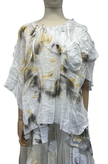 luchtige zomerse bloes met bloemenprint en ruches p24ca223 - Working Overtime