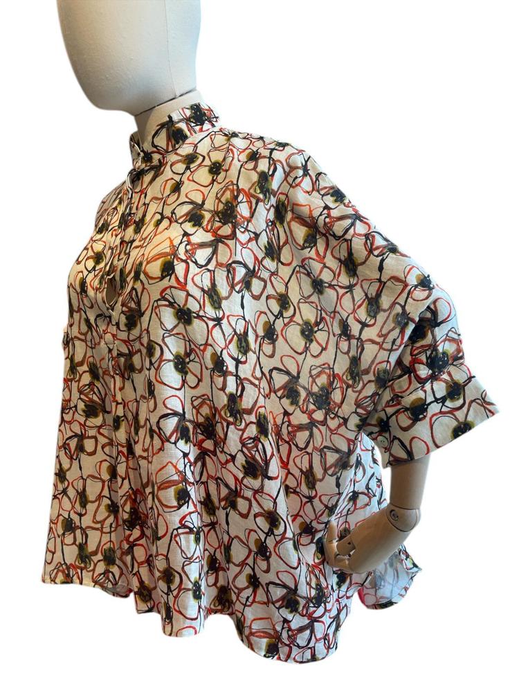 linnen bloemenshirt met print lia271 l383 - Thanny