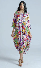 vrolijke bloemenprint viscose jurk b93 vi - Thanny