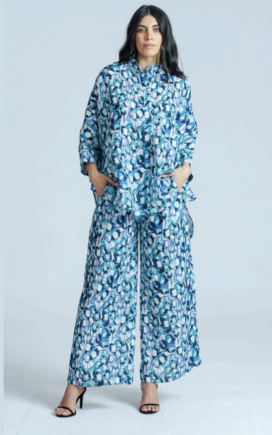 linnen blouse abstract design lia271 l381 - Thanny