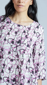 elegante linnen bloemenjurk b93 l383 - Thanny