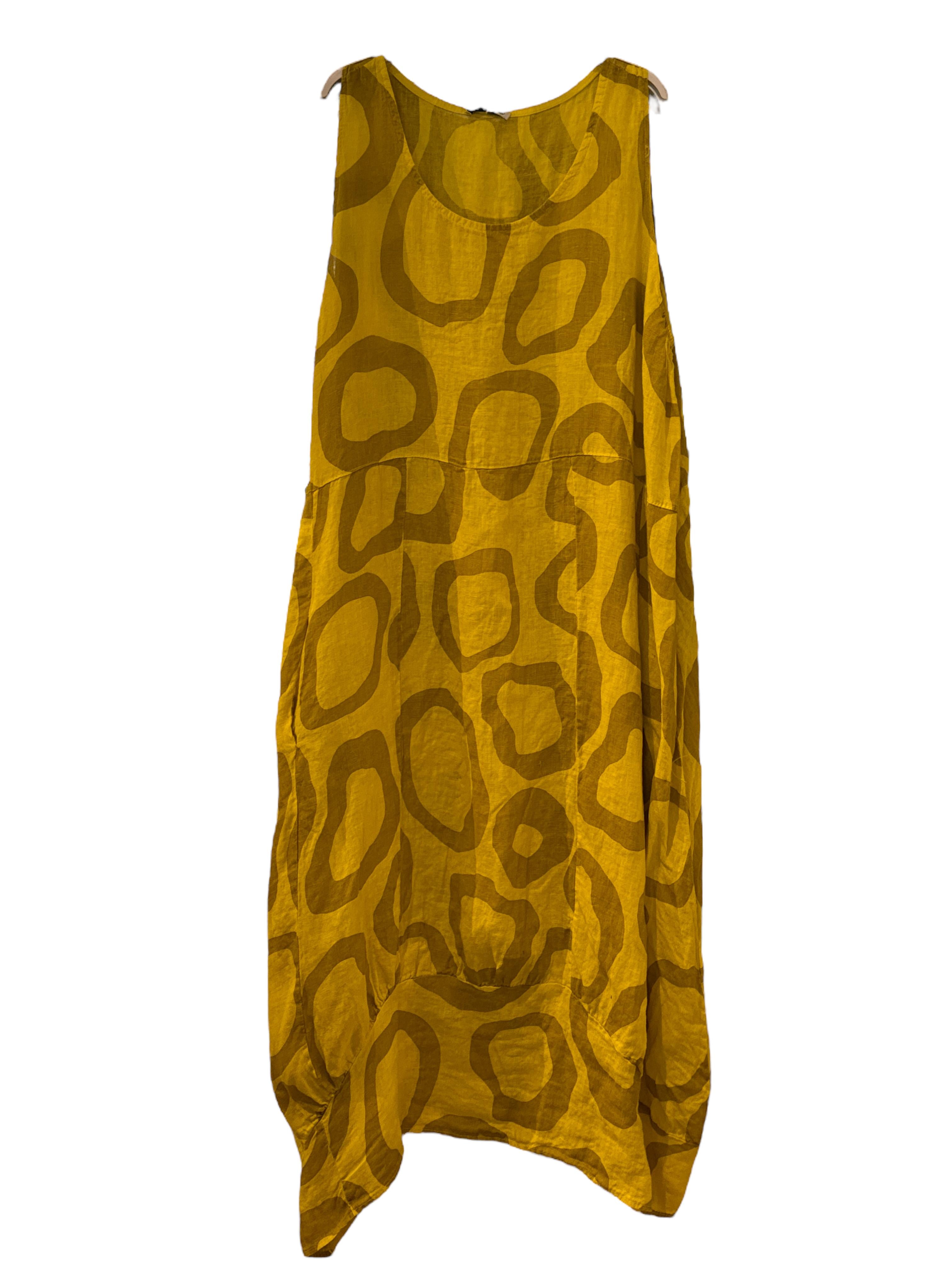 linnen zomerjurk met print 6521 - Moonshine