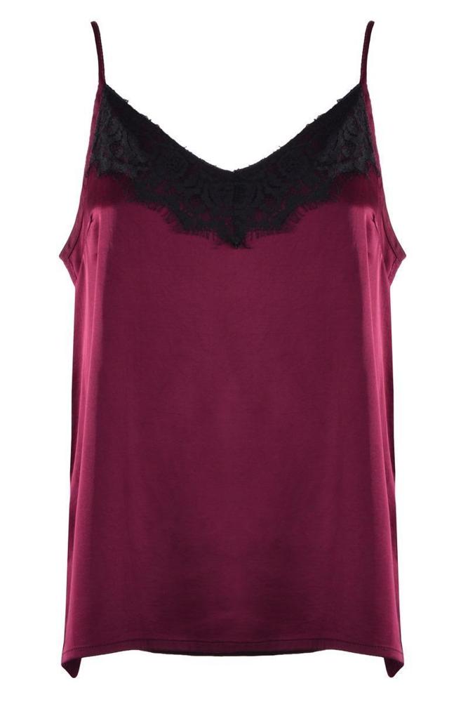 luxe satijnen top met kant 5735 - PourMoi