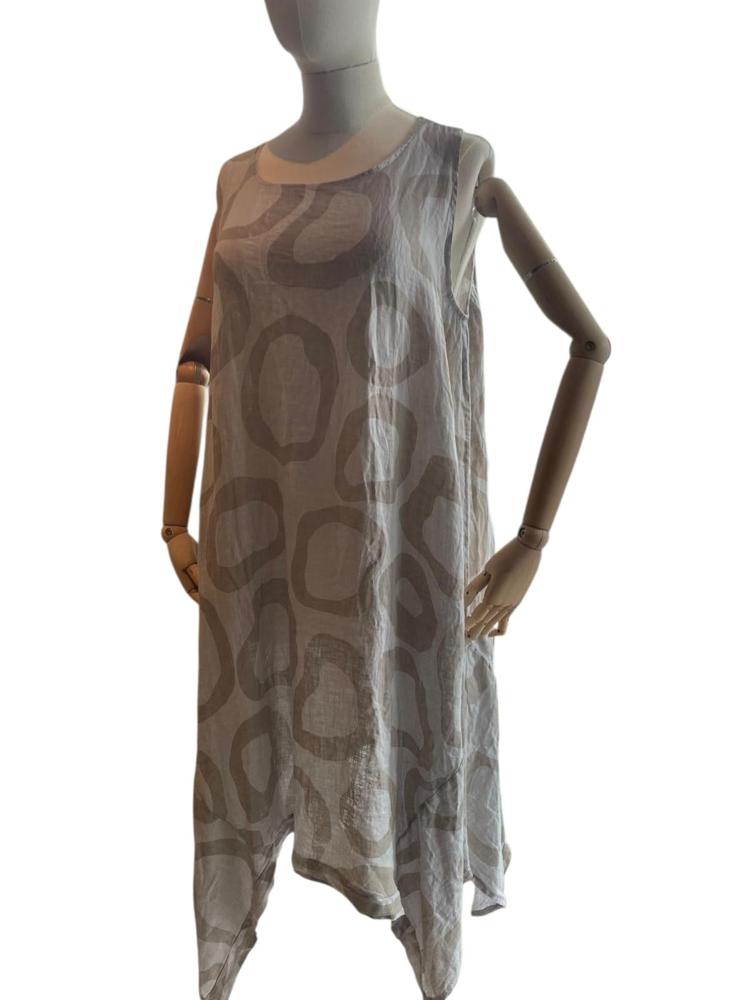 linnen zomerjurk met print 6521 - Moonshine