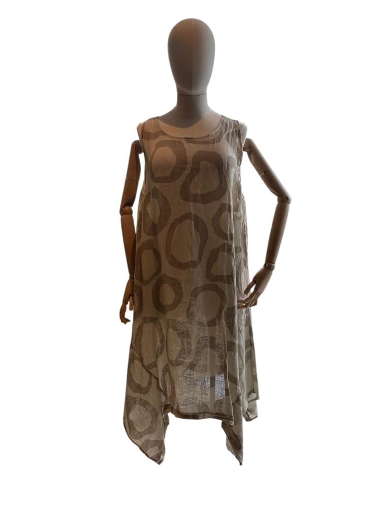 linnen zomerjurk met print 6521 - Moonshine