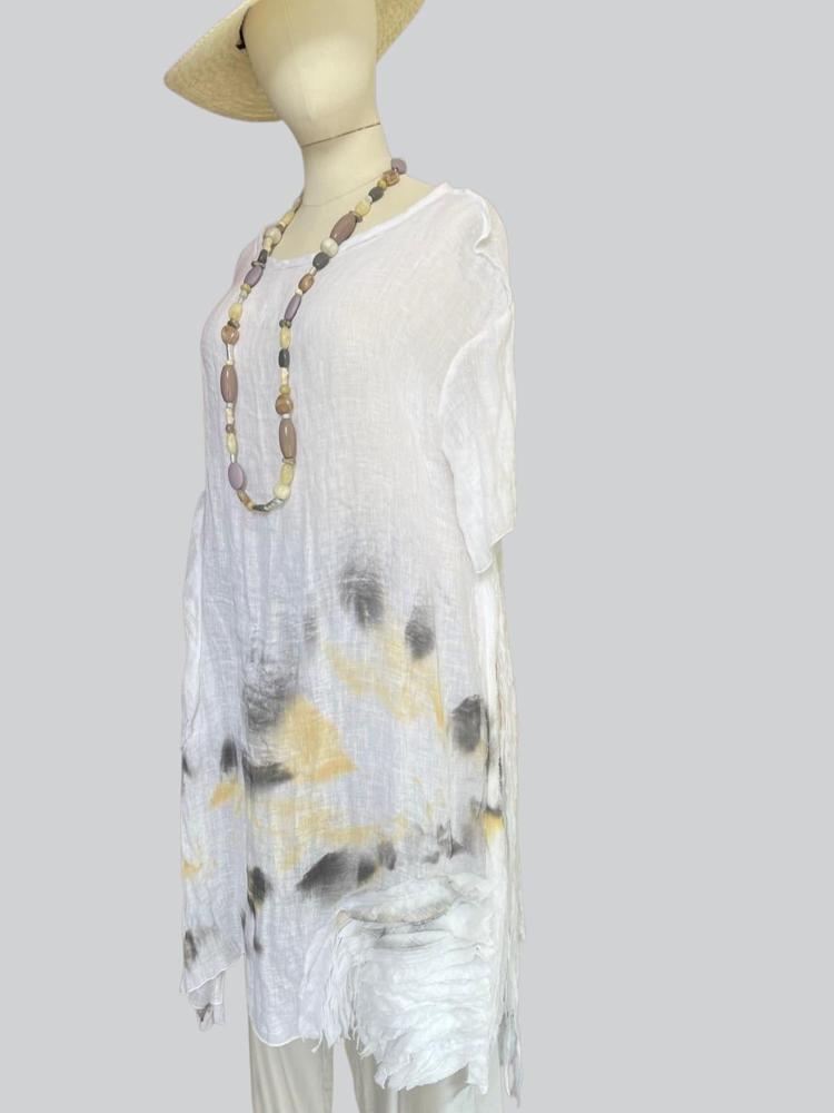 abstract bedrukte zomerjurk met franjes p24ca222 - Working Overtime