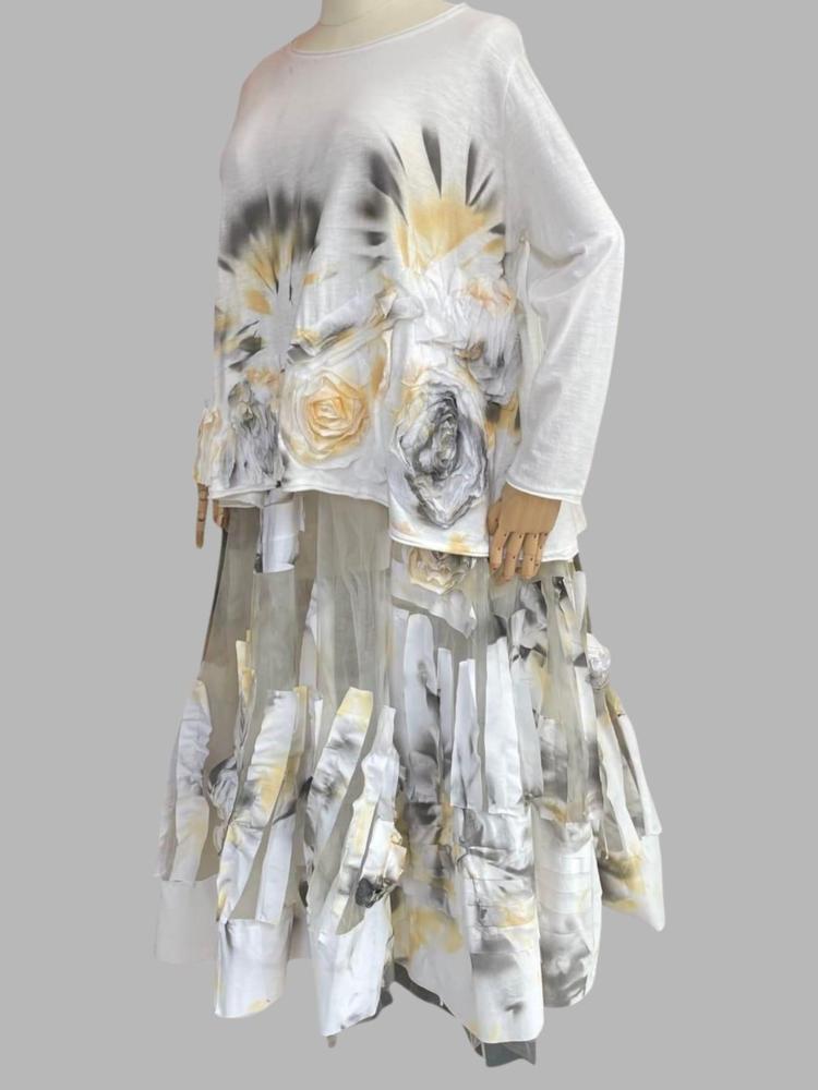 chique gelaagde rok met bloemendetails p24g0221 - Working Overtime