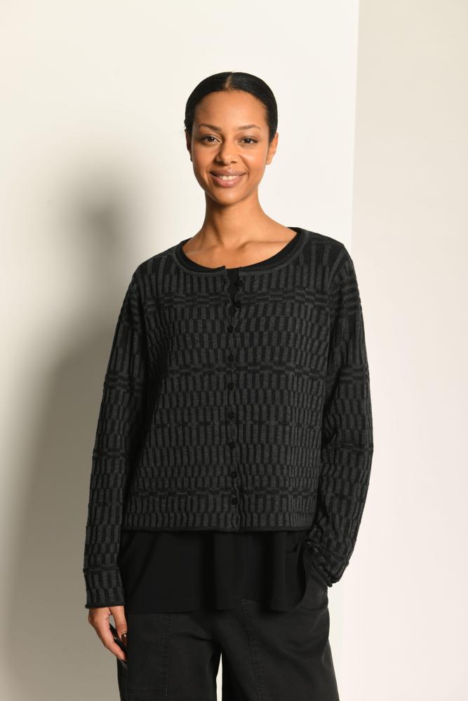 wolmix gilet met patroon 9531-064 - Vetono