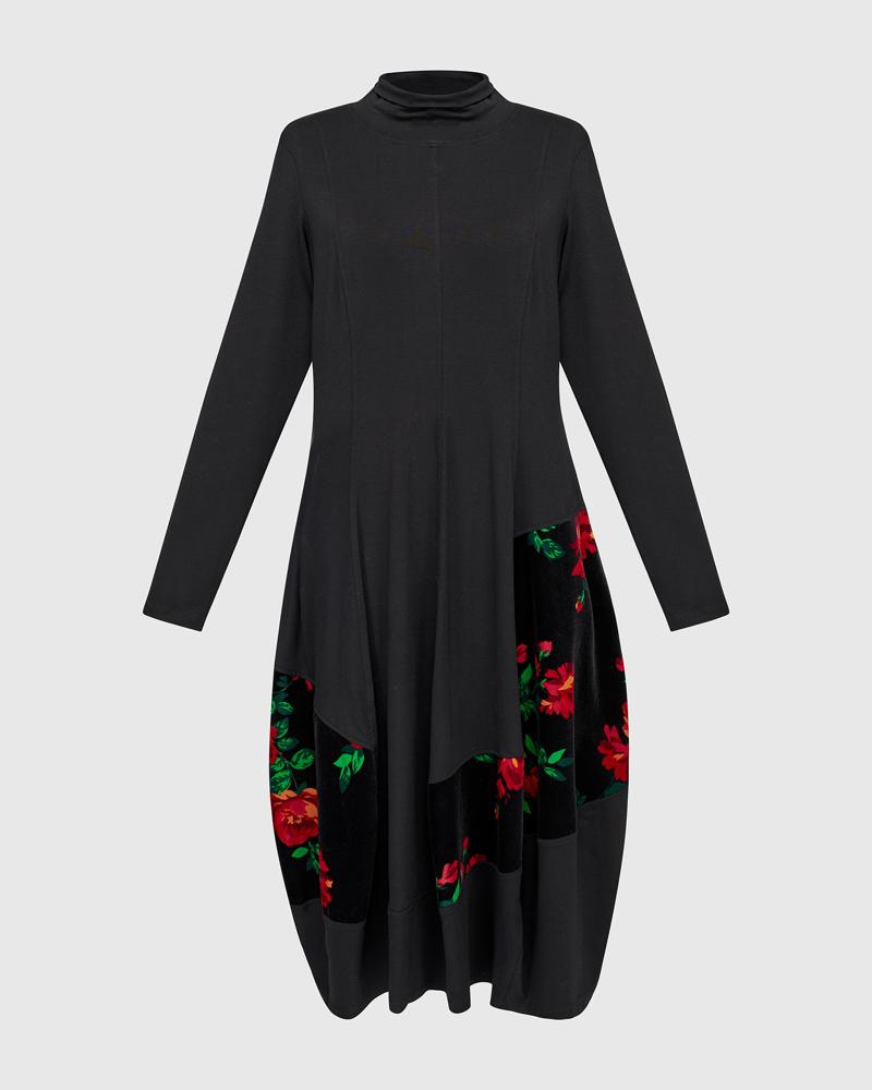 elegante bloemenjurk met col ad801 - Alembika
