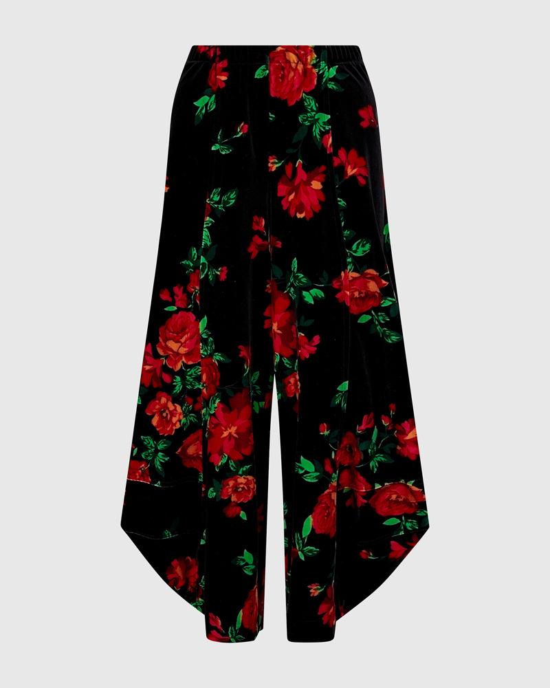 fluwelen bloemenprint broek ap601 - Alembika