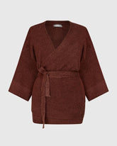 gebreid gilet met ceintuur as934 - Alembika