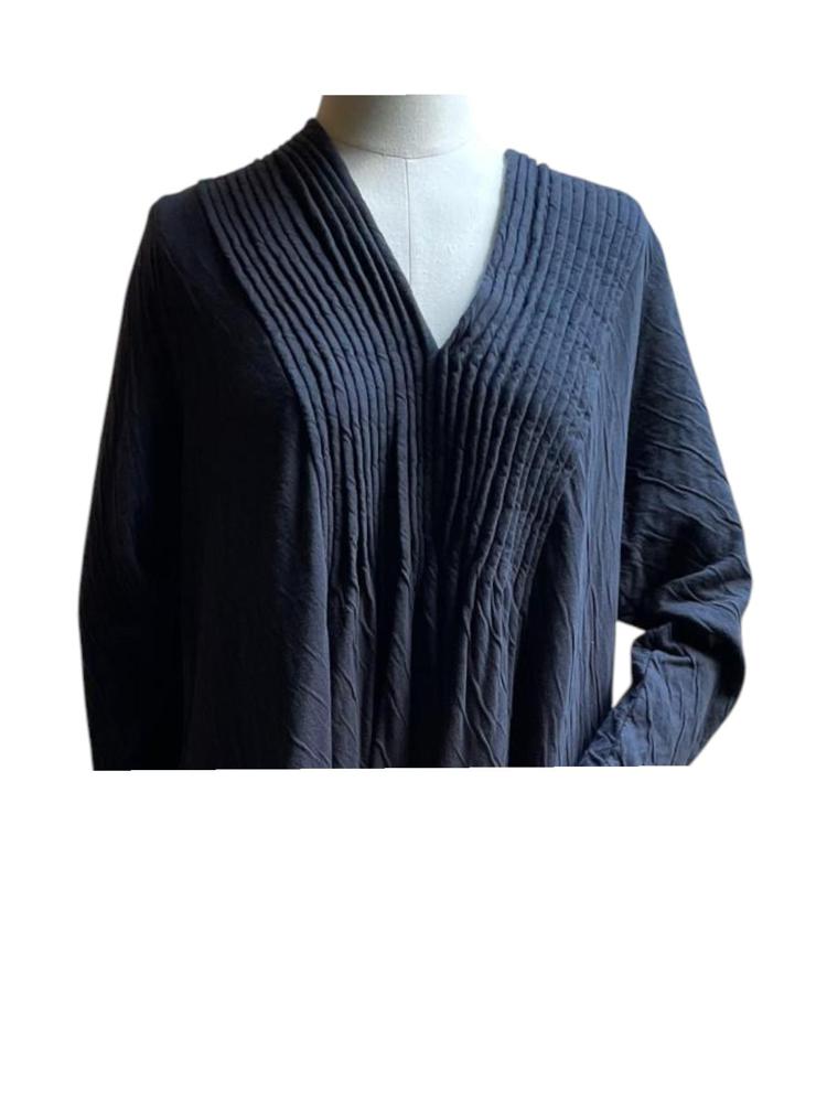 jurk met v-hals en subtiele plooien 91861/7-t52 - Grizas