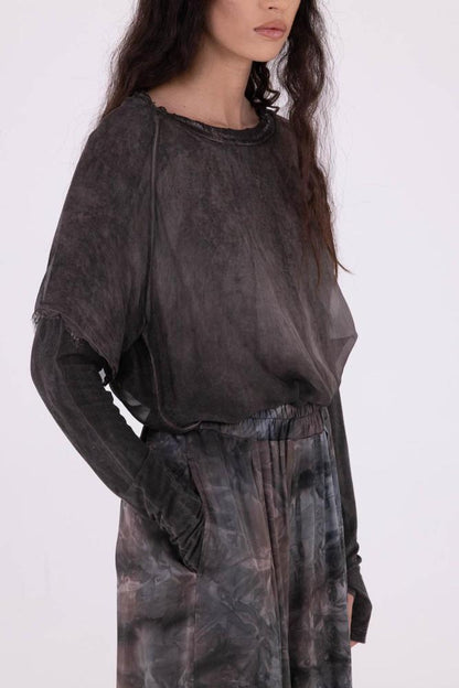 palazzo-broek met elastische tailleband s211 - Sanctamuerte