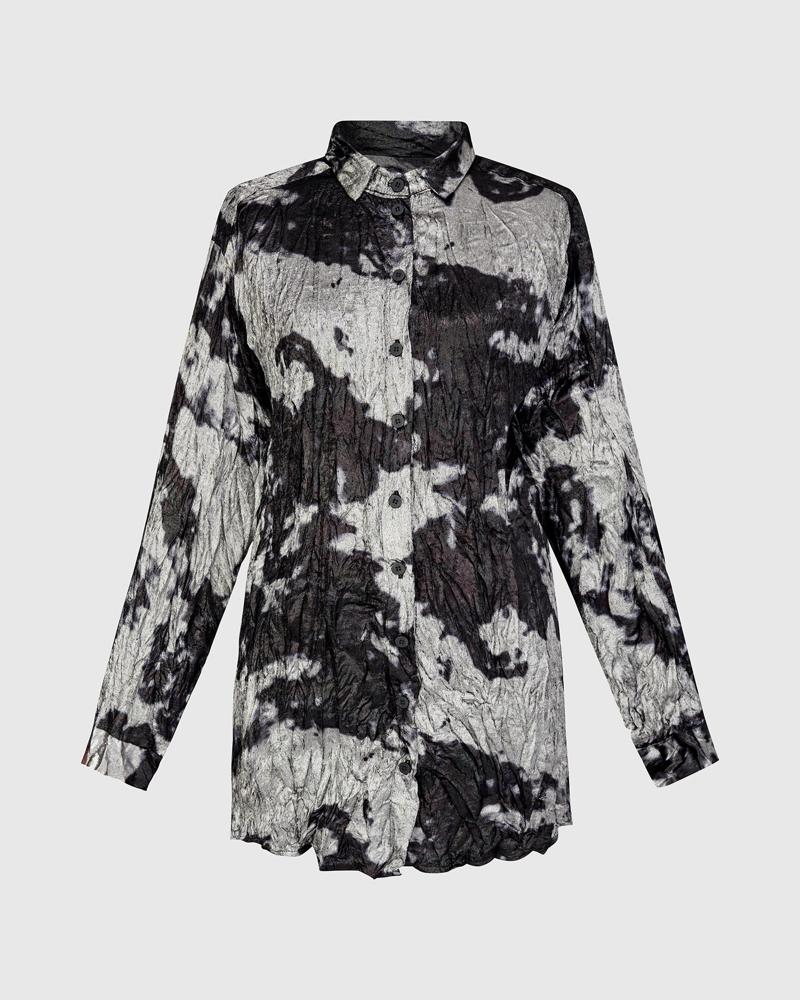 crashed print blouse polyester at713 - Alembika