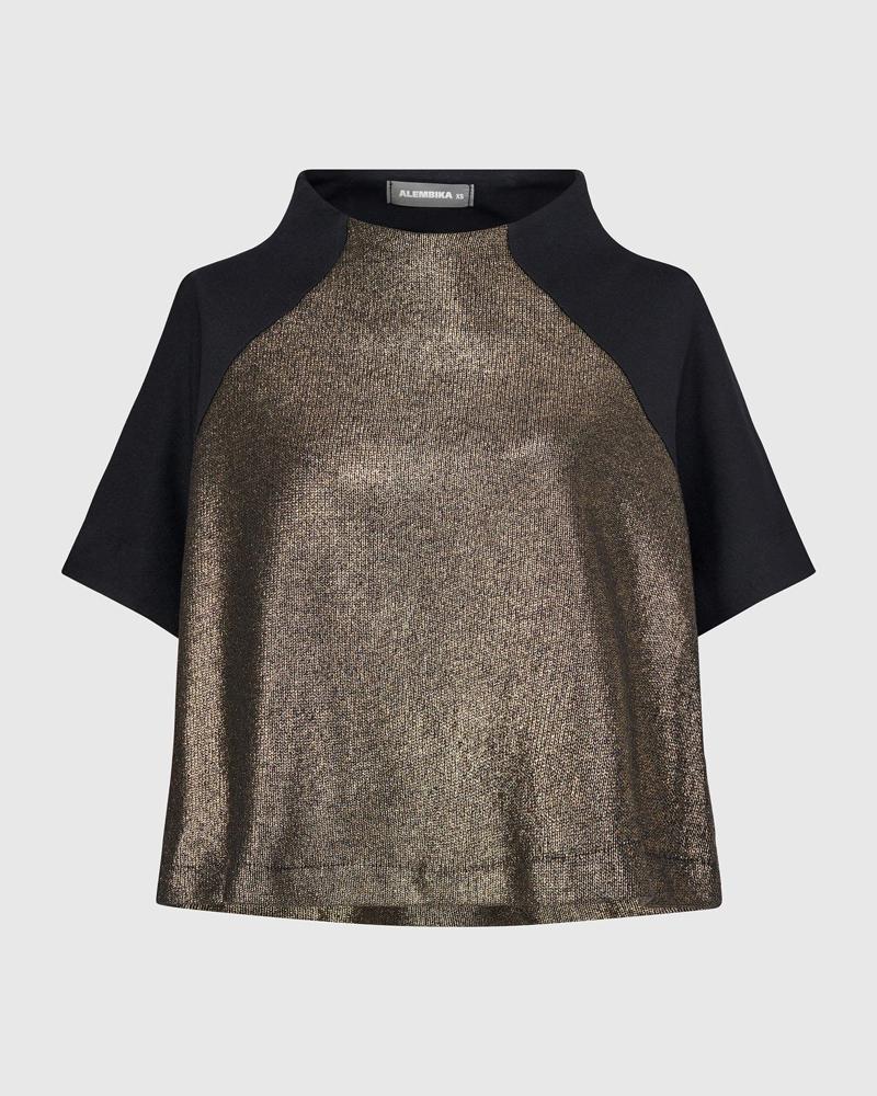 elegante glanzende katoenblend top at716 - Alembika