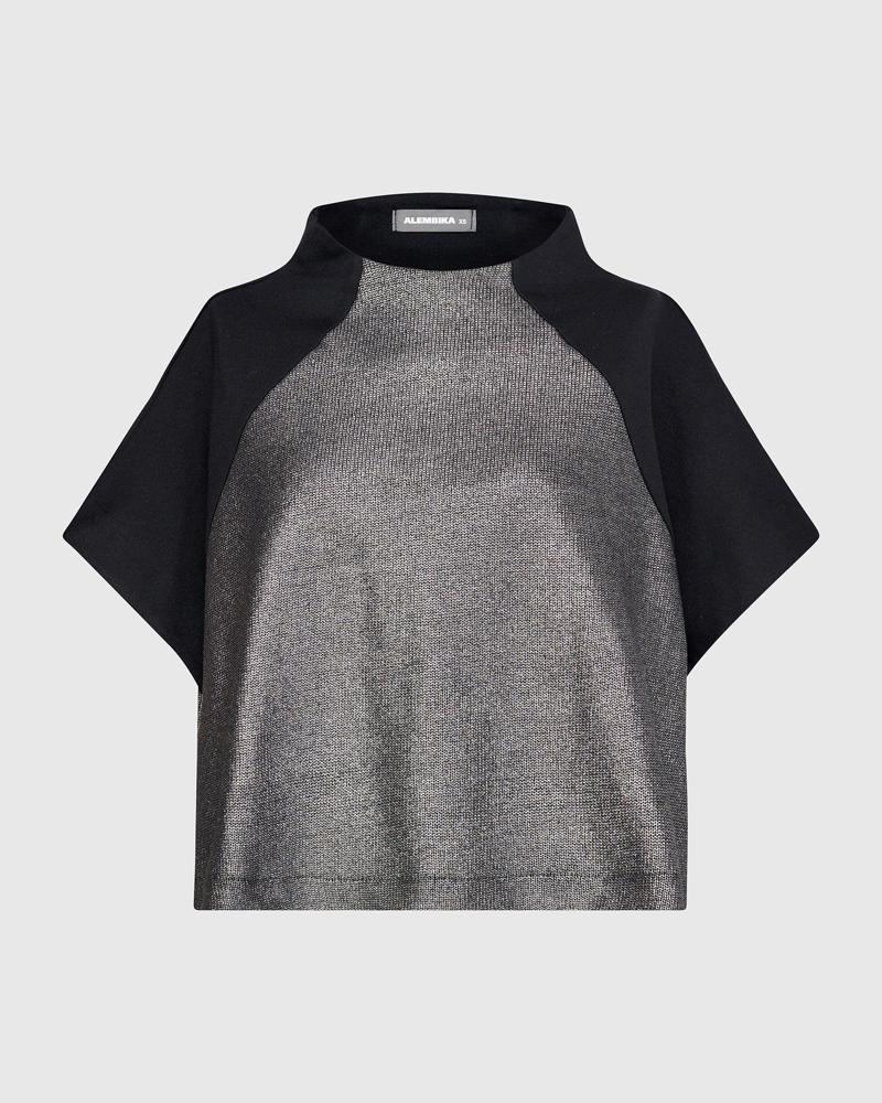 metallic korte mouw shirt at716 - Alembika